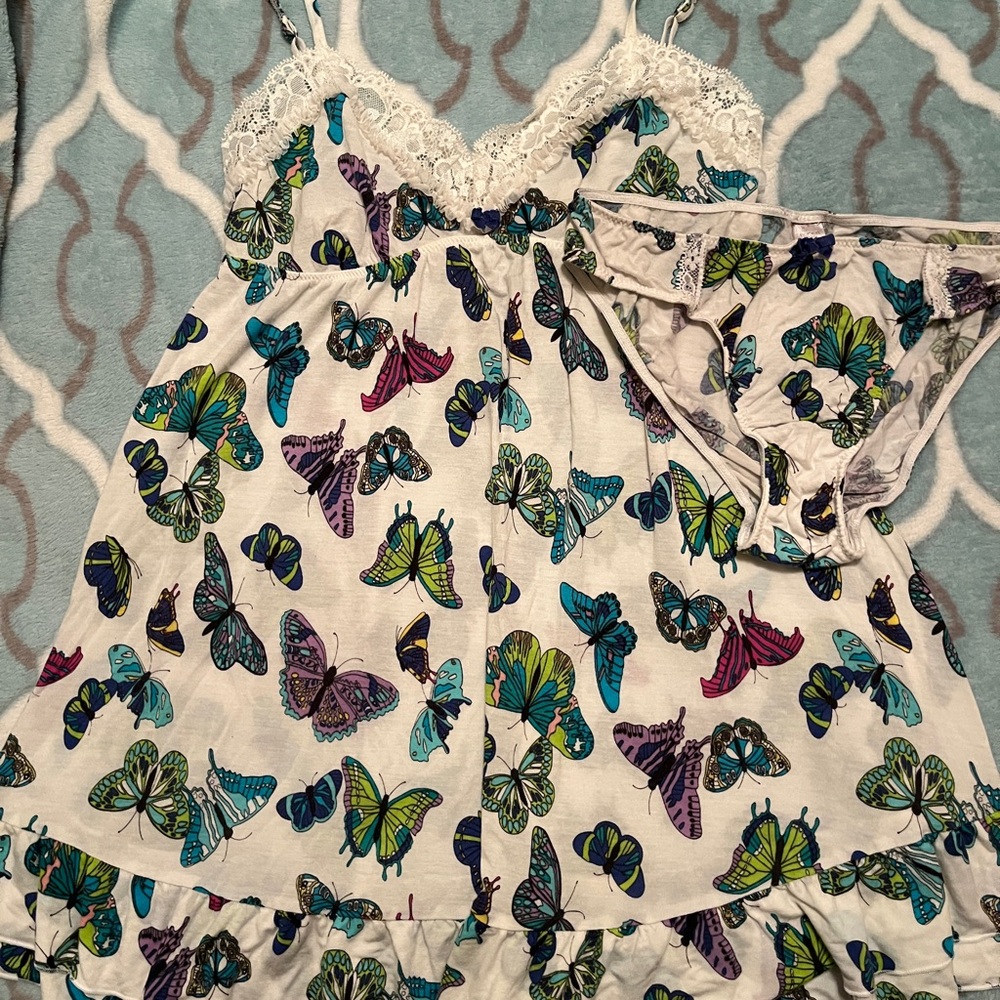 Butterfly Print Lingerie Set